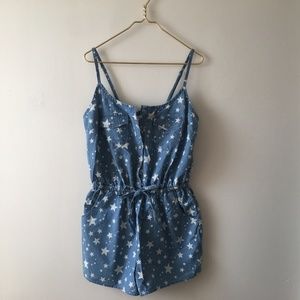 Denim Starred Romper